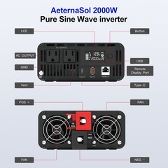 2000W 4000W Pure Sine Wave Inverter 12V DC to 120V AC Converter Remote Control