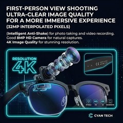 Compatible with Smartphones Smart Glasses 4K Camera Bluetooth Audio AI Recogn…