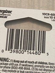 [4pack] Energizer Hearing Aid Batteries Size 10, Yellow Tab, 6 battery per pack.