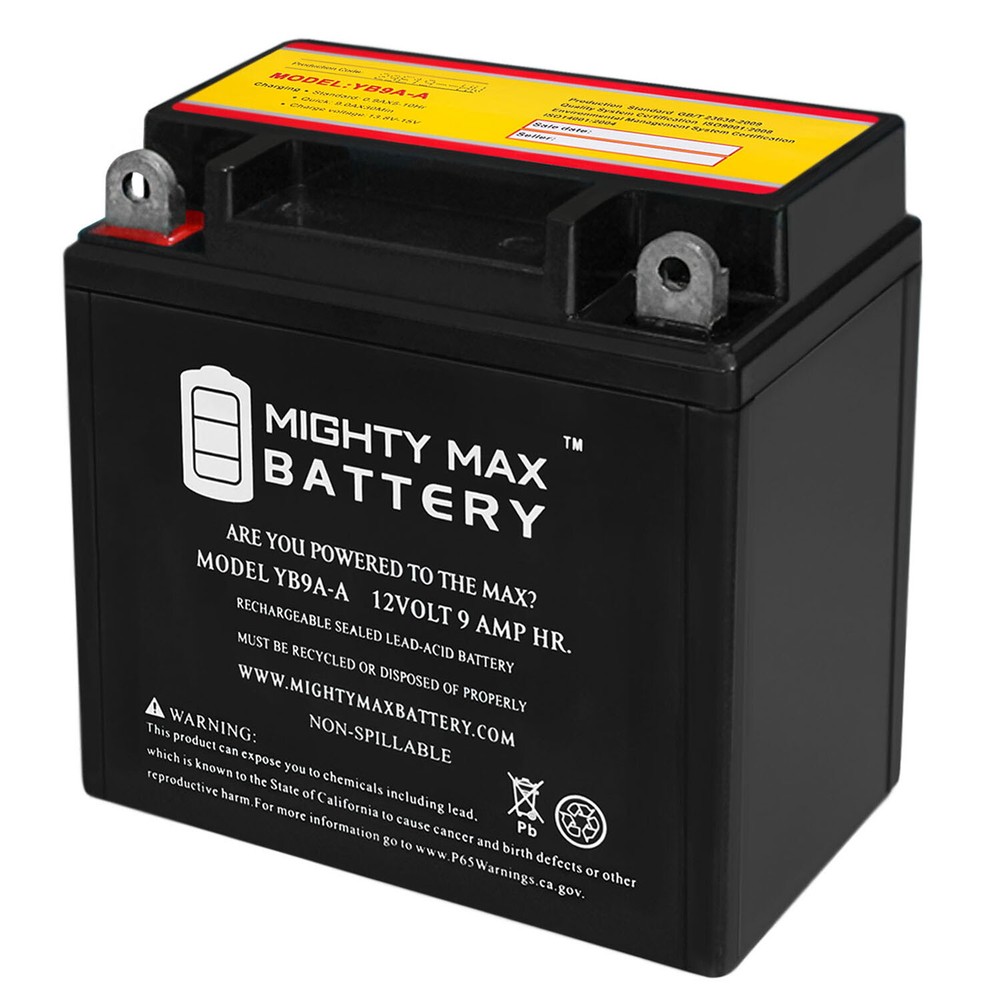 Mighty Max YB9A-A 12V 9AH Battery Replacement for Powersport YB9A-A Battery