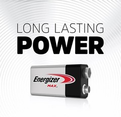 Energize MAX 9V Batteries (4 Pack), 9 Volt Alkaline Batteries Exp. 12-2030 NEW