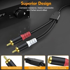 RCA Audio Cable 25FT – Dual Shielded Noise Free Braided Male to Male Audio Cord