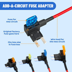 16 Pack 4 Types Fuse Tap,12V Car Add-A-Circuit Fuse Tap Holder | Standard Mini M
