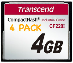 4 PACK Transcend 4 GB each Industrial CompactFlash CF220I Ultra Memory