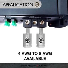 2 Wire Gauge Reducing Adapter Terminal 4 to 8 GA AWG Brass Nickel Set Screw Car