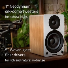 Fluance Powered 5″ Stereo Bookshelf Speakers w/ High Density Foam Isolation Pads