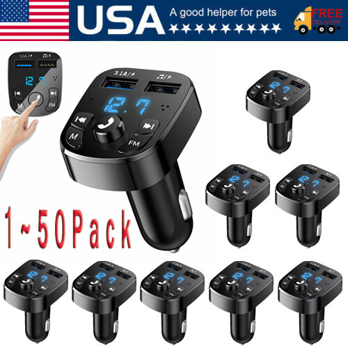 Bluetooth 5.0 Car Wireless FM Transmitter Adapter 2USB PD Charger Hands-Free Lot