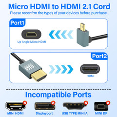 90 Degree Micro HDMI to HDMI Cable Coiled HDMI Male to Micro HDMI Male Cable Ada