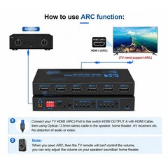 4K 60Hz HDMI Matrix Switcher Splitter 4×2 4 In 2 Out Support ARC EDID