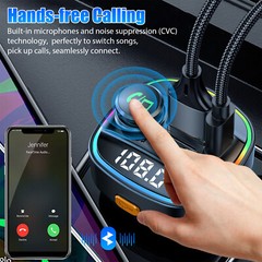 Bluetooth5.0 Car Wireless FM Transmitter Adapter USB PD Charger AUX Hand-Free US