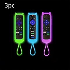 1P Silicone Remote Control Cover For Roku Glow-In-The-Dark TV Remote Holder Case