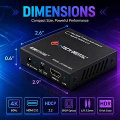 4K 60Hz HDMI Audio Extractor Converter SPDIF + 3.5MM Output Supports HDMI 2.0