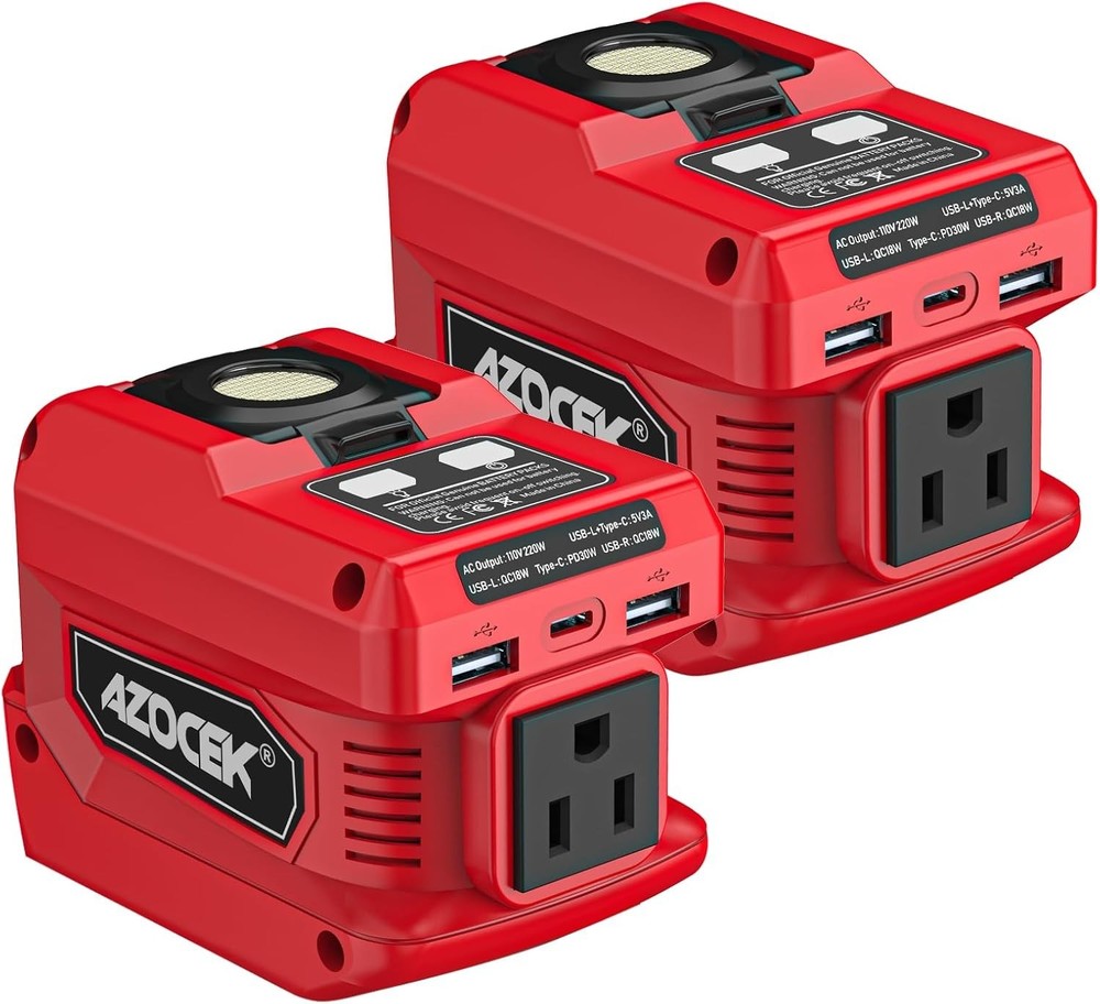 2-Pack 220W Power Inverter – DC 18V to 110V AC for Milwaukee 18V Battery