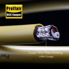 1M Preffair OCC Copper Silver Plated Audio Cable 2Core OD:9.3mm