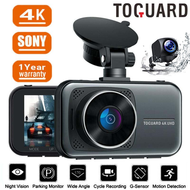 TOGUARD UHD 2160P 4K Dash Cam Front Rear Dual Lens Car Dash Camera Night Vision