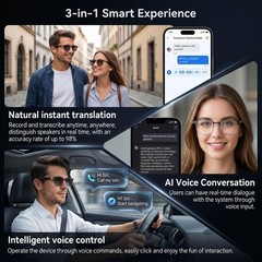 MNVOEQ AI Smart Wireless Bluetooth Translation Glasses for Men/Women with Spe…