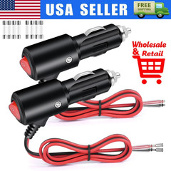 12-24V Fused LED Car Cigarette Lighter Plug Socket Cable Adapter w/ Switch LOT