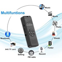 64GB Digital Voice Recorder w/ Playback FM radio Audio Recording & Play Music US