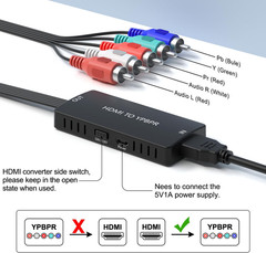 HDMI to Component Converter, HDMI to Ypbpr Adapter Support 1080P/720P