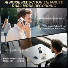 AI Voice Recorder w/Case — 64GB Memory, App Control, GKP9 Recorder Transcr