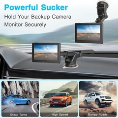 Backup Camera Monitor Mount – Windshield Suction Cup Mounting Bracket, Black