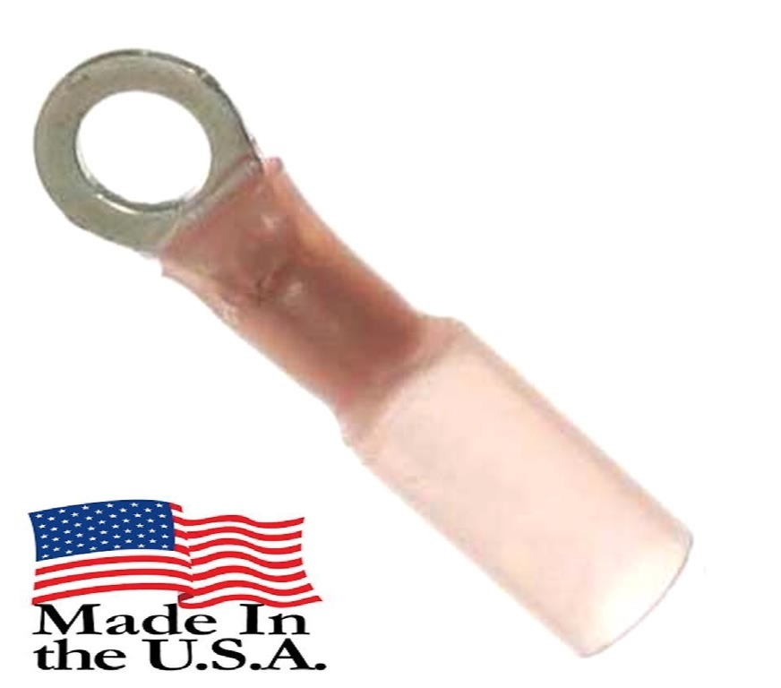 22-18 AWG #10 STUD 3M HEAT SHRINK RING TERMINAL ELECTRICAL CONNECTOR Qty-100
