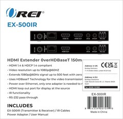 OREI 1080p HDBaseT HDMI Extender over Cat5e/6 Ethernet LAN cable -Up to 500 Feet