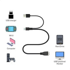 50cm USB 3.0 Y Power Data Cable Cord Lead for External Hard Drive Disk