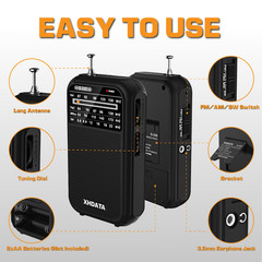 AM/FM/SW Portable Radio D220 Shortwave Receiver Pocket Radio Battery Operated US