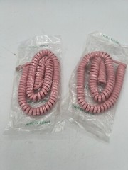 Lot of 2 NEW Pink Modular Telephone Handset Cords – 18 Inches Unstretched