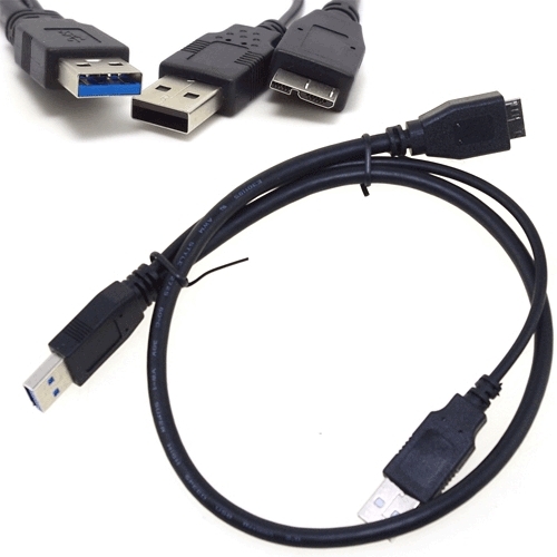 50cm USB 3.0 Y Power Data Cable Cord Lead for Seagate External Hard Drive Disk