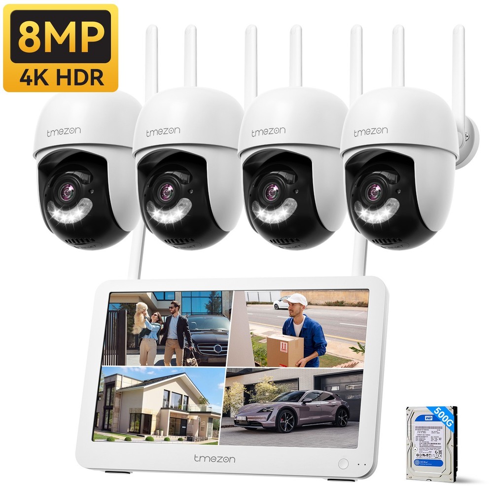 8MP Wireless Security WiFi Camera System Outdoor CCTV with 12” Monitor NVR