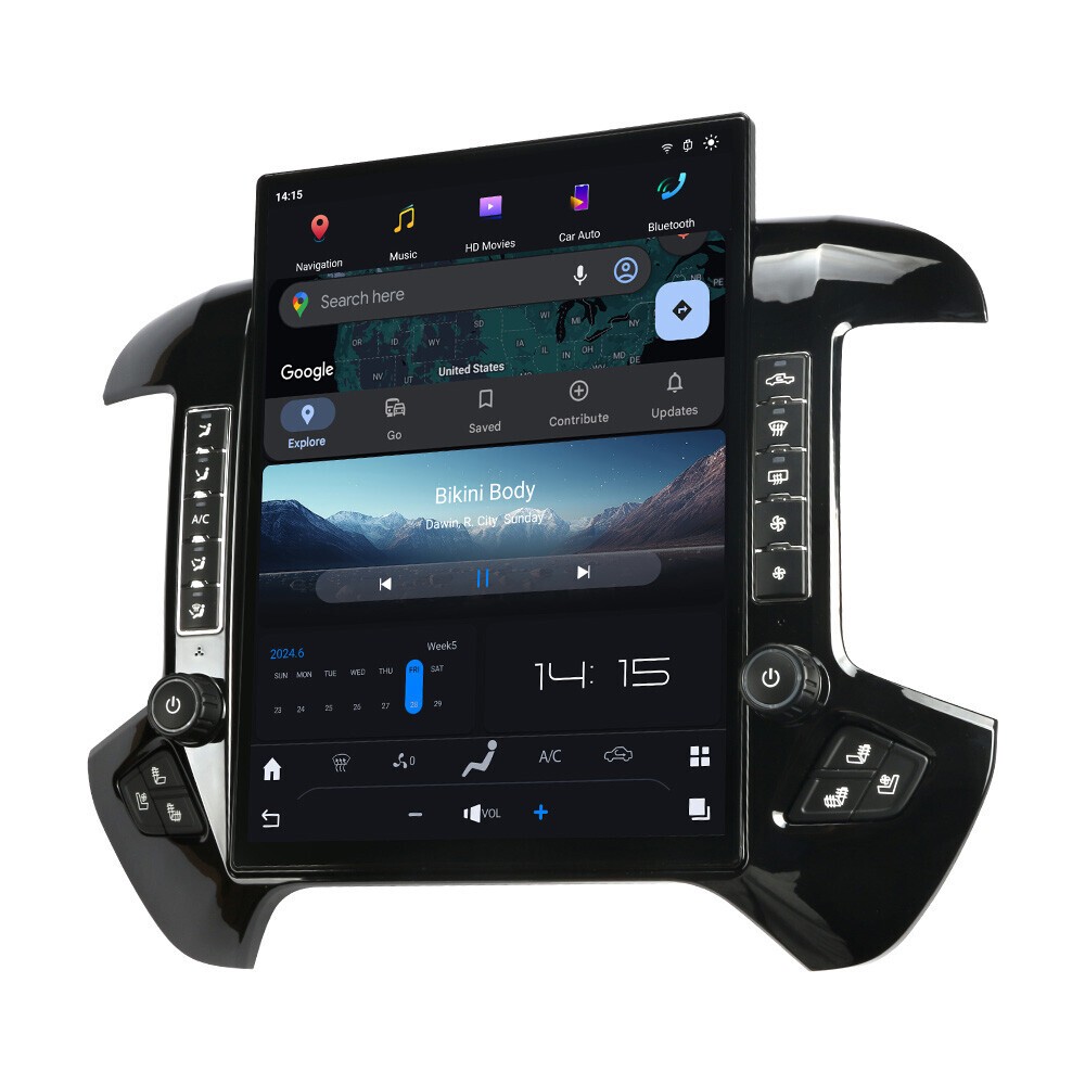 15.6″ Car Stereo Android Radio 8+128GB For 13-20 Chevrolet Silverado Gmc Sierra