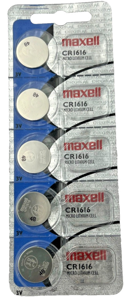 5 Maxell 1616 CR1616 Micro Lithium 3V Low Drain Coin Cell Batteries (Exp 2034)