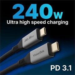 Visiontek 901801 Usb4 Cable 1.5m 240w Cabl Power Delivery 80 Gbps Data Transfe