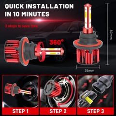 For GMC Yukon 2007-2014 – 6000K White LED Headlight Hi/Lo Beam Fog Light Bulbs