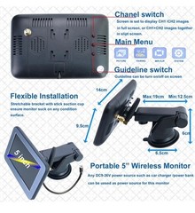 Wireless 5″ Monitor Solar Magnetic Backup Camer For Truck Car Trailer RV 1080P