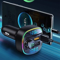 Bluetooth 5.0 Car Wireless FM Transmitter Adapter USB PD Charger AUX Hands Free
