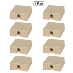 8x 1 Port RJ11 6P4C Telephone/Phone Line Ivory Modular Jack Surface Mount Box