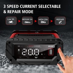 20-Amp Smart Car Battery Charger,12V/20A 24V/10A.Lithium,Lifepo4,Lead-Acid AGM