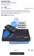 Quad Multi Viewer 4×1 Seamless HDMI Switch Full HD 1080p (HD-401MR)
