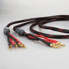 2X 1.5M 12AWG Pure Copper HIFI Audio Bi-wire Speaker Cable 2 To 4 Banana Plug