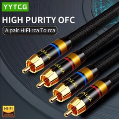 YYTCG 6N OFC RCA Audio Cable 2RCA to 2RCA Gold Plated HiFi Amplifier DVD TV