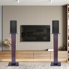 Pair Black Walnut Speaker Stands 36 in (90 cm) Sand-Fillable Bookshelf