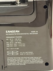 Sangean HDR-16 Portable HD Radio AM/FM Stereo Digital Clock w/OEM Adapter TESTED