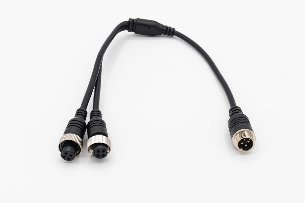 4-Pin Aviation Video Y-Splitter Cable – 1 Male to 2 Female – RV Backup Camera