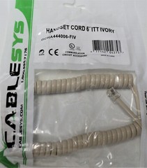 AT&T Ivory Vintage Phone 6ft Short Handset Cord Trimline Princess Curly
