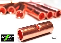 8 GAUGE BARE COPPER BUTT CONNECTOR 5 PK CRIMP TERMINAL AWG BATTERY