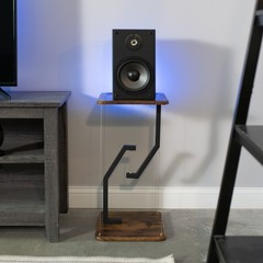 VIVO Rustic Vintage Brown/Black Tensegrity Speaker Floor Stand Floating Platform