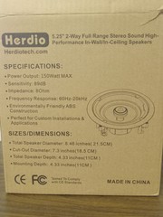 Herdiotech 5.25″ 2- Way Full Range Stereo, Wall Or Ceiling Speaker. HCS528